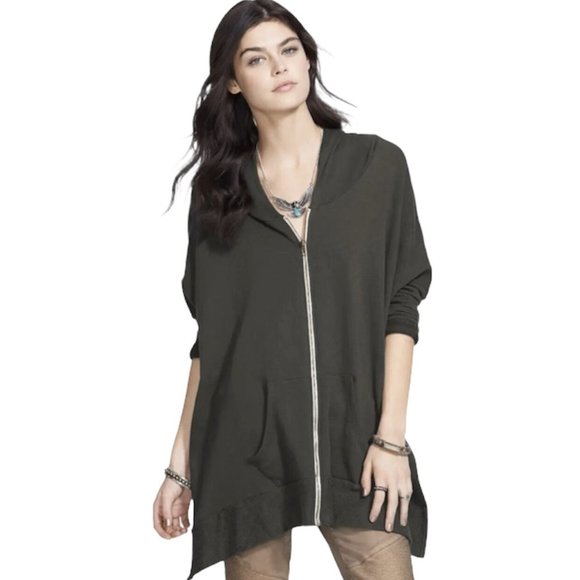 We The Free Jackets & Blazers - We The Free People Dark Gray “Cover Me” Oversized Hoodie Jacket (M)